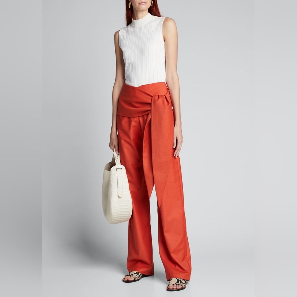 Materiel wide leg pants